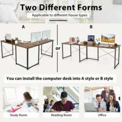 Costway L-Shaped Reversible Computer Desk 2-Person Long Table W/Monitor Stand 21 Costway L-Shaped Reversible Computer Desk 2-Person Long Table W/Monitor Stand -Famous Furniture Store GUEST 70437c1b d23d 4b44 a1ee 2b626aa7db7d