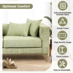 80.5" Modern Upholstered Sofa With Golden Metal Legs And 4 Pillows-ModernLuxe -Famous Furniture Store GUEST 714e7dc4 e33b 4058 a720 bc2553793e08