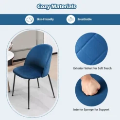 Tangkula Dining Chair Set Of 4 Upholstered Velvet Chair Set W/ Metal Base For Living Room -Famous Furniture Store GUEST 71560325 29ea 4c86 af0d 7226e25afdf5