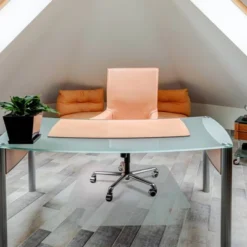 48"x60" Polycarbonate Anti Slip Chair Mat For Hard Floors And Carpet Tiles Lipped Clear - Floortex