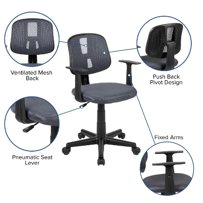 Flash Furniture Flash Fundamentals Mid-Back Mesh Swivel Task Office Chair With Pivot Back And Arms 6 Flash Furniture Flash Fundamentals Mid-Back Mesh Swivel Task Office Chair With Pivot Back And Arms - Image 4