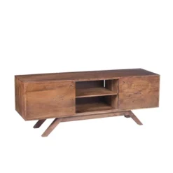 Wooden TV Stand For TVs Up To 60" With Wide Storage Brown - The Urban Port