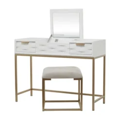 Contemporary Wood Console Table Dressing Table Desk With Mirror And Stool Set - Olivia & May -Famous Furniture Store GUEST 72f97ac1 5b5c 4e39 80b9 4faed2c118fa