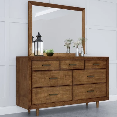 Aurora Mid Century Seven Drawer Wood Dresser & Mirror Brown - Abbyson Living 3 Aurora Mid Century Seven Drawer Wood Dresser & Mirror Brown - Abbyson Living