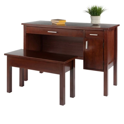 2pc Emmett Desk Set With Bench Walnut - Winsome 6 2pc Emmett Desk Set With Bench Walnut - Winsome - Image 4