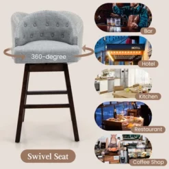 Costway Set Of 4 Swivel Bar Stools Tufted Bar Height Pub Chairs With Rubber Wood Legs Grey/Beige 16 Costway Set Of 4 Swivel Bar Stools Tufted Bar Height Pub Chairs With Rubber Wood Legs Grey/Beige -Famous Furniture Store GUEST 7345f50e be90 461d be44 46b23c6d4456