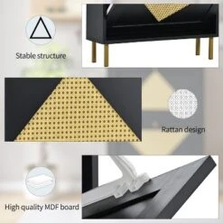 23.6" Rattan Modern Shoe Cabinet With 2 Flap Drawers - ModernLuxe -Famous Furniture Store GUEST 73544599 eb46 4f21 a0d1 839c48429960