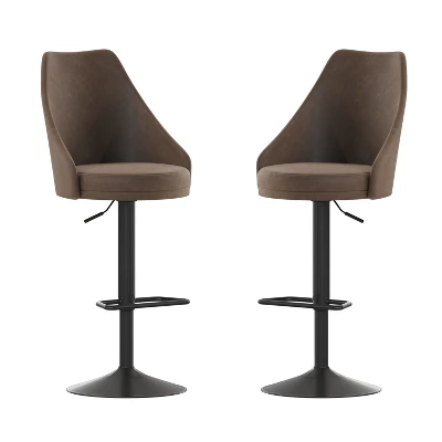 Flash Furniture Chrishelle Set Of 2 Commercial Adjustable Height Barstools With Upholstered Tufted Seats And Pedestal Base With Footring, Black 12 Flash Furniture Chrishelle Set Of 2 Commercial Adjustable Height Barstools With Upholstered Tufted Seats And Pedestal Base With Footring, Black - Image 11