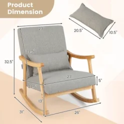 Costway Upholstered Rocking Chair With Pillow Rocking Armchair With Rubber Wood Frame Grey 19 Costway Upholstered Rocking Chair With Pillow Rocking Armchair With Rubber Wood Frame Grey -Famous Furniture Store GUEST 74c9ef50 0adf 4668 9bd8 0851c3671c5a