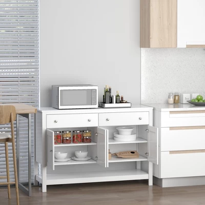 HOMCOM 47" Modern Sideboard, Buffet Cabinet, Accent Cupboard With Adjustable Shelves And Drawers, For Living Room, White 3 HOMCOM 47" Modern Sideboard, Buffet Cabinet, Accent Cupboard With Adjustable Shelves And Drawers, For Living Room, White