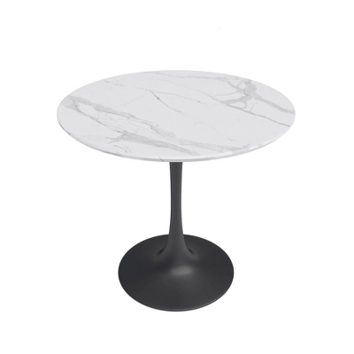 3pc Kurv Lux Dining Set White Faux Marble/Black - Jamesdar 4 3pc Kurv Lux Dining Set White Faux Marble/Black - Jamesdar - Image 2