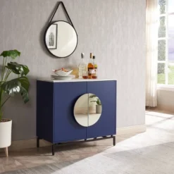 Home Source Cement Console Bar Cabinet With Half Moon Handles -Famous Furniture Store GUEST 75777660 9ae4 41e3 8765 73a23a64e897