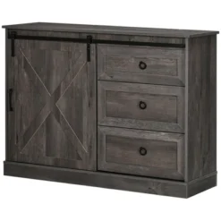 HOMCOM Farmhouse Coffee Bar Cabinet, Kitchen Sideboard, Buffet Cabinet With Sliding Barn Door And 3 Storage Drawers For Living Room, Dark Gray 9 HOMCOM Farmhouse Coffee Bar Cabinet, Kitchen Sideboard, Buffet Cabinet With Sliding Barn Door And 3 Storage Drawers For Living Room, Dark Gray -Famous Furniture Store GUEST 763ccc50 45d2 43d0 95e9 7118610dc5cc