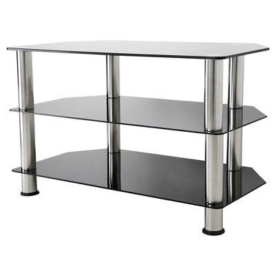 Glass Shelves TV Stand For TVs Up To 37" - Silver/Black 4 Glass Shelves TV Stand For TVs Up To 37" - Silver/Black - Image 2