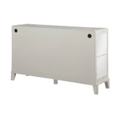 Simple Contemporary Style 4 Door Credenza With Mirrored Door Fronts Metallic Finish White - Treasure Trove -Famous Furniture Store GUEST 780a148d 0b0c 4d65 b8c5 45c25a45e6de