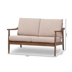 Venza Mid-Modern Walnut Wood Fabric Upholstered 2 Seater Loveseat Light Brown - Baxton Studio -Famous Furniture Store GUEST 7835925c 9b0c 4a84 adac 23c3aeba3540
