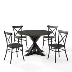 5pc Hayden Round Dining Set With Camille Chairs Matte Black/Slate - Crosley 16 5pc Hayden Round Dining Set With Camille Chairs Matte Black/Slate - Crosley -Famous Furniture Store GUEST 790839b7 65b3 4c5a a761 b0d9f85e8a1b