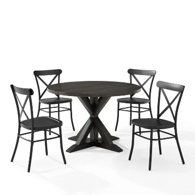 5pc Hayden Round Dining Set With Camille Chairs Matte Black/Slate - Crosley 7 5pc Hayden Round Dining Set With Camille Chairs Matte Black/Slate - Crosley - Image 5