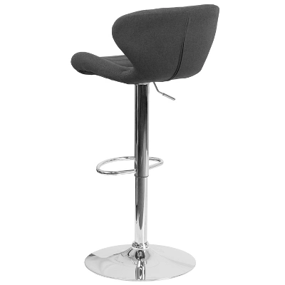 Merrick Lane Adjustable Height Barstool Contemporary Bar Height Stool With Curved Back And Metal Base With Footrest 14 Merrick Lane Adjustable Height Barstool Contemporary Bar Height Stool With Curved Back And Metal Base With Footrest - Image 12