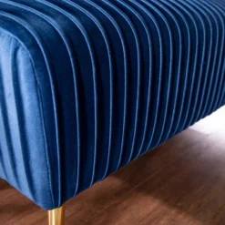 Tawver Contemporary Upholstered Bench Blue/Gold - Aiden Lane -Famous Furniture Store GUEST 79a533ed a757 4b81 afca b249a81045a0