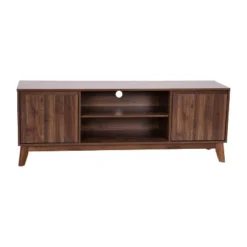 60" Haisley Mid-Century Modern TV Stand For TVs Up To 64" With Adjustable Shelves Dark Walnut - Taylor & Logan -Famous Furniture Store GUEST 7a0ef23e 83e7 4b50 a6ad 5d0eda0f4e1d
