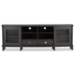 Walda Wood Cabinet With 2 Sliding Doors And 2 Drawers TV Stand For TVs Up To 70" Dark Brown - Baxton Studio -Famous Furniture Store GUEST 7ae38445 a5df 464e bdc5 a42ccd596cc1