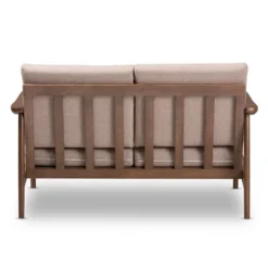 Venza Mid-Modern Walnut Wood Fabric Upholstered 2 Seater Loveseat Light Brown - Baxton Studio -Famous Furniture Store GUEST 7b1edf18 ae04 4d44 a989 59de5a232585