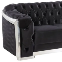71" Pyroden Loveseat Black Velvet/Chrome Finish - Acme Furniture -Famous Furniture Store GUEST 7b609576 53ae 4d32 af15 7d5aec3a3d3c