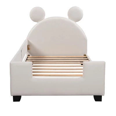 Twin Size Upholstered Daybed With Cartoon Ears Shaped Headboard-ModernLuxe 7 Twin Size Upholstered Daybed With Cartoon Ears Shaped Headboard-ModernLuxe - Image 5