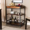 Capri Oak And Finished Mobile Metal Bar Cart With Stemware Rack Brown - Baxton Studio -Famous Furniture Store GUEST 7c4ce677 9776 4e3e 9c7e f60018d872b5