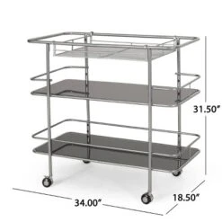Bridger Modern 3 Tier Bar Cart With Glass Shelving Silver/Black - Christopher Knight Home 15 Bridger Modern 3 Tier Bar Cart With Glass Shelving Silver/Black - Christopher Knight Home -Famous Furniture Store GUEST 7c77e0ad c807 433c aadd a88b08910825