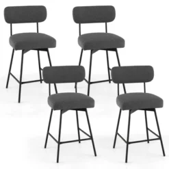 Costway Set Of 4 Swivel Bar Stools Counter Height Upholstered Kitchen Dining Chair Gray/Beige -Famous Furniture Store GUEST 7ca99960 144b 477d 82f9 a1fb73e5f16d