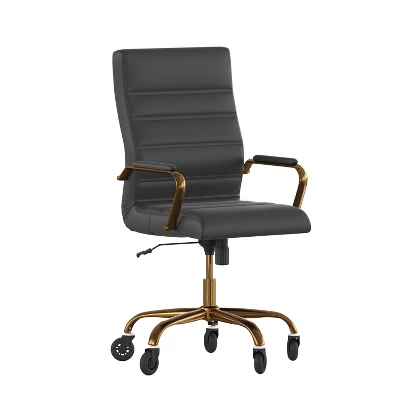 Flash Furniture Whitney High Back Executive Swivel Office Chair With Black Frame, Arms, And Transparent Roller Wheels 11 Flash Furniture Whitney High Back Executive Swivel Office Chair With Black Frame, Arms, And Transparent Roller Wheels - Image 9