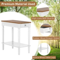 Costway 2-tier End Side Narrow Table Nightstand W/ Drawer For Living Room Bedroom -Famous Furniture Store GUEST 7d50b21e ab6b 4304 b7cf df260cd0152b