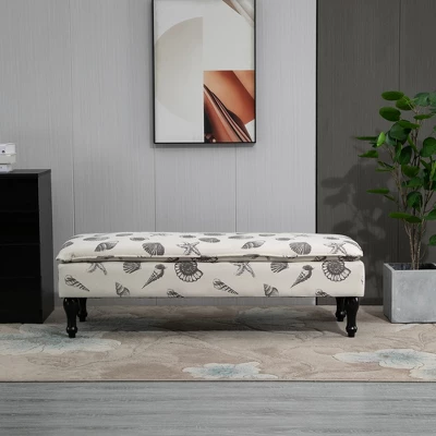 HOMCOM Linen-Touch Upholstered Fabric Ottoman Bench Bed Stool For Bedroom, Entryway, Living Room 3 HOMCOM Linen-Touch Upholstered Fabric Ottoman Bench Bed Stool For Bedroom, Entryway, Living Room