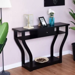 Costway Black Accent Console Table Modern Sofa Entryway Hallway Hall Furniture W/Drawer 11 Costway Black Accent Console Table Modern Sofa Entryway Hallway Hall Furniture W/Drawer -Famous Furniture Store GUEST 7e78a7ba 53a1 456b b8e7 453f2a59bb4a