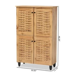 Winda Wood 4 Door Shoe Storage Cabinet Oak Brown/Black - Baxton Studio -Famous Furniture Store GUEST 7ea9425f 277a 4ee9 ba65 e5025f42a737
