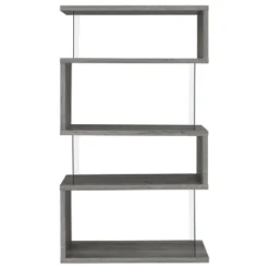 63" Emelle 4 Shelf Zig Zag Bookcase With Glass Panels - Coaster -Famous Furniture Store GUEST 7eab2d27 cb4b 45a2 a5e2 ac100c2bd939