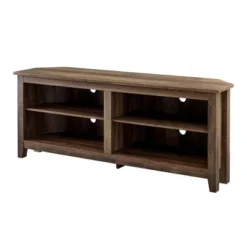 Transitional 4 Cubby Wood Open Storage Corner TV Stand For TVs Up To 65" - Saracina Home -Famous Furniture Store GUEST 800d3371 ca5e 49ee 9346 8d72f70b61c0