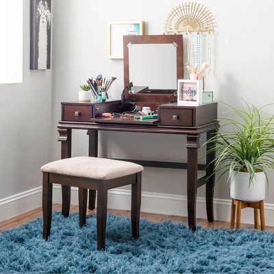Home Angela Vanity Set Walnut - Linon 15 Home Angela Vanity Set Walnut - Linon - Image 13