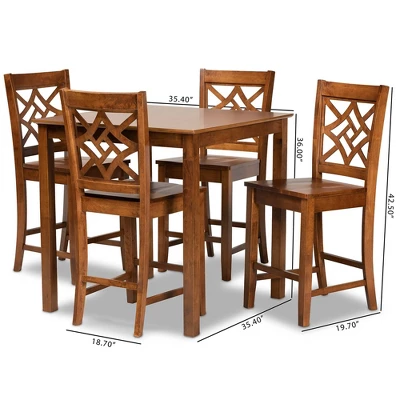 5pc Nicolette Wood Pub Dining Set Walnut/Brown - Baxton Studio 10 5pc Nicolette Wood Pub Dining Set Walnut/Brown - Baxton Studio - Image 8