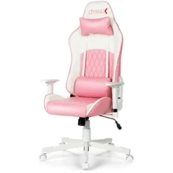 Costway Gaming Chair Racing Style Adjustable Swivel Computer Office Chair Pink -Famous Furniture Store GUEST 82a07ed9 8962 44ce 919a 6782e7053cb1