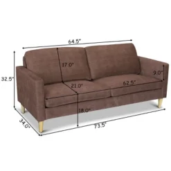 Costway Modern Fabric Couch Sofa Love Seat Upholstered Bed Lounge Sleeper 2-Seater Brown
