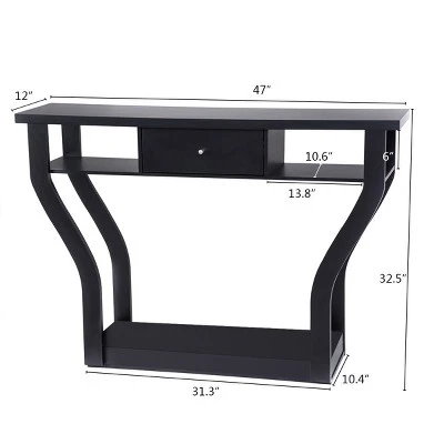 Costway Black Accent Console Table Modern Sofa Entryway Hallway Hall Furniture W/Drawer 3 Costway Black Accent Console Table Modern Sofa Entryway Hallway Hall Furniture W/Drawer