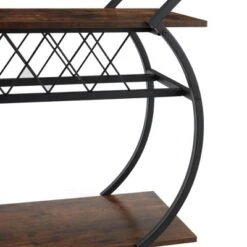 Jomeed Wood And Metal Portable Rolling Kitchen Bar Or Coffee Cart With 3 Bottle Horizontal Wine Rack With Handles And Lockable Casters, Gray Oak 8 Jomeed Wood And Metal Portable Rolling Kitchen Bar Or Coffee Cart With 3 Bottle Horizontal Wine Rack With Handles And Lockable Casters, Gray Oak -Famous Furniture Store GUEST 834d33c9 f6ab 47f9 ad62 3b0ac4911bfc