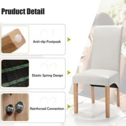 Set Of 4 Dining Chairs Upholstered Padded Side Chairs W/ Rubber Wood Legs BlackBeige -Famous Furniture Store GUEST 838df0bf 0340 40aa 8fd6 d3f85e913471