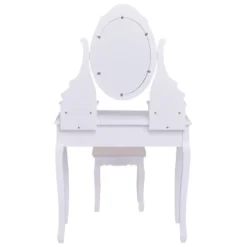 Tangkula Oval Vanity Mirror Dressing Table Beauty Dresser Cosmetics Organizer W/ Cushioned Bench -Famous Furniture Store GUEST 847da802 3590 48b2 8dee e53bf81b54e2