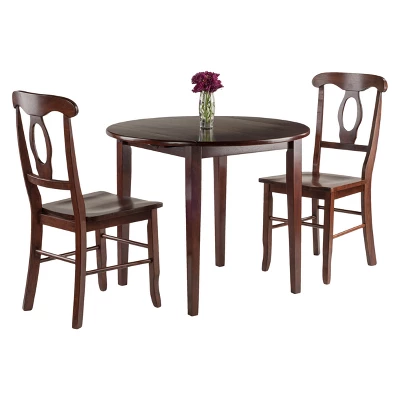 3pc Clayton Drop Leaf Dining Sets With 2 Keyhole Back Chairs Walnut - Winsome 3 3pc Clayton Drop Leaf Dining Sets With 2 Keyhole Back Chairs Walnut - Winsome
