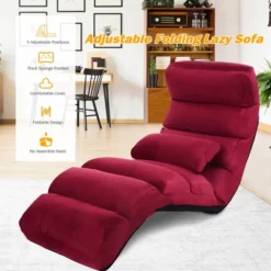 Costway Folding Lazy Sofa Chair Stylish Sofa Couch Bed Lounge Chair W/Pillow Burgundy -Famous Furniture Store GUEST 84da9d3f eeb9 41b0 a7b6 ae8184ab0663
