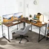 Costway L-Shaped Reversible Computer Desk 2-Person Long Table W/Monitor Stand -Famous Furniture Store GUEST 84f3dc70 d45e 4191 8371 41ffb65e7f30